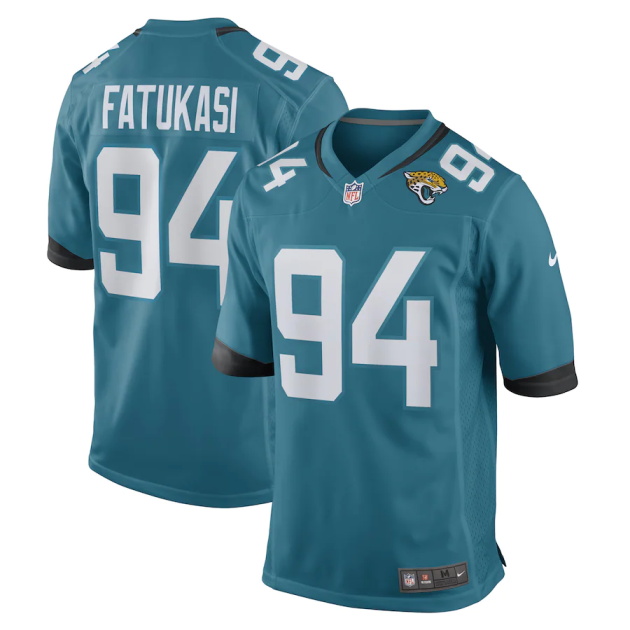 mens nike folorunso fatukasi teal jacksonville jaguars game player jersey